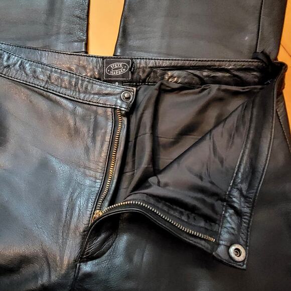 Steve Madden Vintage 100% Leather Black Pants Size 8 - Picture 7 of 11